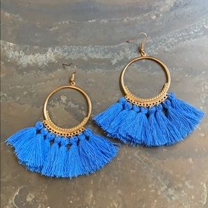 New Candy Did It! Blue & Gold Tassel Earrings